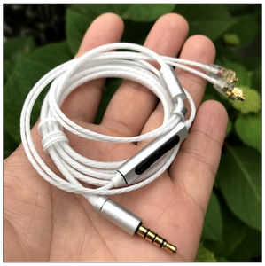 半透明白色带麦mmcx耳机插拔线音量可调节通用ios安卓通话可换线