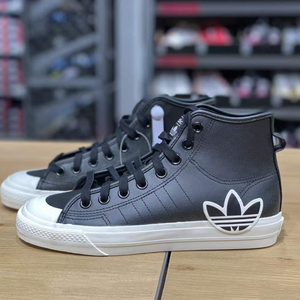 adidas阿迪达斯三叶草nizza女款黑色经典休闲高帮板鞋fx8496