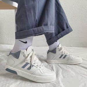 港风小白鞋女百搭复古2021春季新款高帮板鞋运动女鞋ins街拍潮