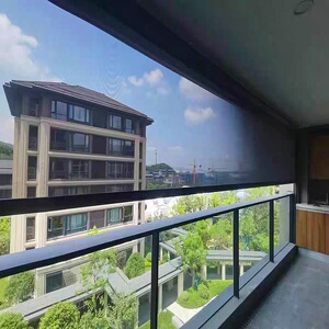 户外防风卷帘电动遮阳隔热阳台全遮光凉亭升降窗帘阳光玻璃房卷帘