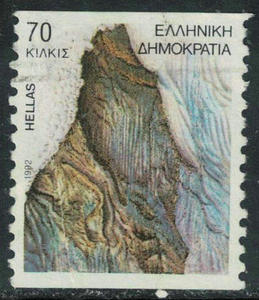 希腊1992年,名胜风光普票,70d基尔基斯岩洞,卷票,销1枚