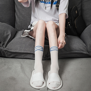 白色jk袜子女中筒袜外穿ins潮百搭韩国夏季薄款蕾丝网眼短袜半筒