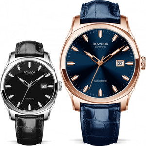 bowdor宝舵手表男士全自动机械表商务休闲牛皮表带防水男表88101g