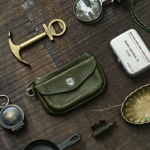 hk workshop限量古董conmar老拉链卡包box手作牛皮钱包