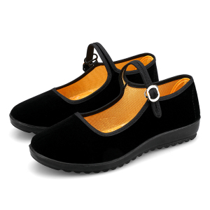 老北京布鞋女黑布鞋一代工作鞋广场舞蹈酒店平底鞋防滑软底妈码鞋