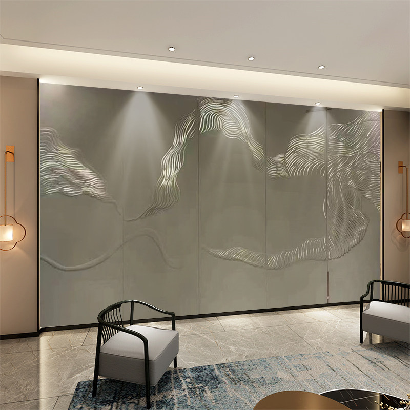 高档发光皮雕背景墙透光浮雕硬包背景墙电视沙发客厅酒店灯光精雕