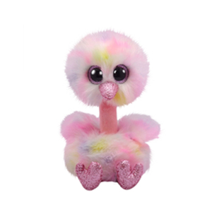 美国ty大眼睛毛绒公仔粉色鸵鸟可爱布娃娃玩偶女孩生日礼物玩具