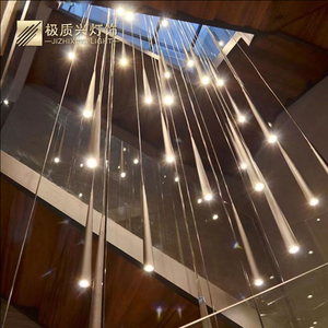 北欧创意楼梯灯8米超长吊灯黑色复式楼旋转楼梯间中空现代客厅灯