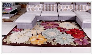 田园风格大花混纺羊毛地毯客厅卧室飘窗地毯地垫可定做。