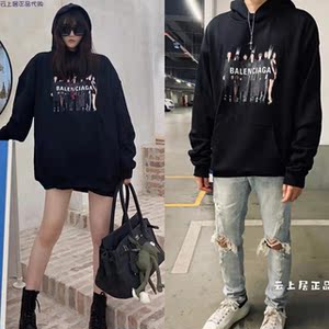 balenciaga巴黎世家 人像乐队全明星图案 连帽卫衣女白灰黑帽衫男
