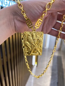 新款黄金吊坠男士平安无事牌实心金牌子金店同款9999足金关公坠子