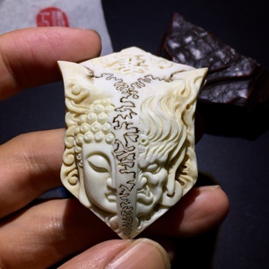 一念之间清风造物热销梅花鹿鹿头骨三界牌雕刻项坠手把件订制专拍