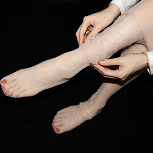 008人付款淘宝超薄极光小腿袜白色袜子女jk夏款油光中筒袜ins半筒丝袜