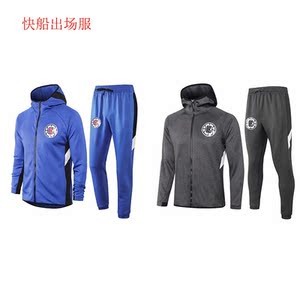 2020新款洛杉矶快船队运动透气长款拉链帽衫篮球主客场训练出场服