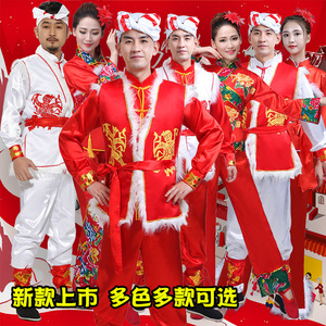 新款陕北民歌安塞腰鼓演出服装民族秧歌舞打鼓服舞龙舞狮服男女装