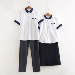 英伦韩版短袖校服班服长袖学院风水手服jk制服男女学生白衬衫套装
