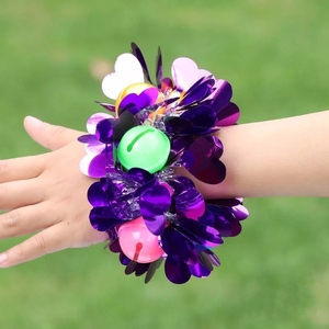 舞台演出亮片铃铛手链手玲广场舞舞蹈道具表演节日儿童玫红成人学