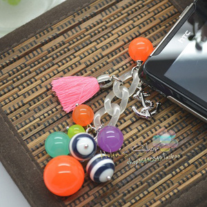 韩国进口aznavour graindebeaute 条纹串珠船锚流苏防尘塞ao143