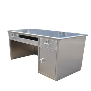 定制东安swt-553简约现代单人不锈钢办公桌带抽屉值班桌整体焊接