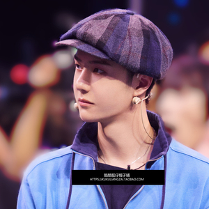 王一博同款八角帽复古格子纹这就是英伦街舞秋冬4前进报童贝雷帽