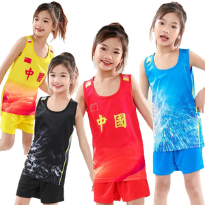 中国队小学生田径服套装儿童平脚训练服男女跑步体考运动会比赛服