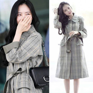 潮牌代购中长款2018秋冬季新款孙娜恩韩国明星同款翻领外套