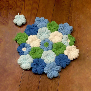 慕夏手创冰条钩针泡芙花座垫自织坐垫送女友创意礼物手工diy材聊