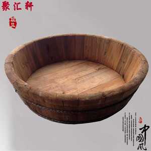 中式老物件 圆形民俗 复古柏木洗脚盆 足浴盆 养鱼盆 家用大木盆