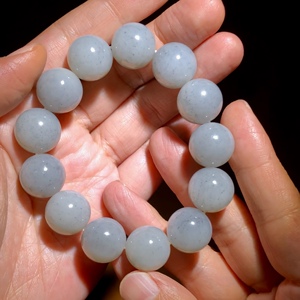老石头和田玉青花籽料圆珠手链点墨手串老型珠桶珠手钏直径14和16