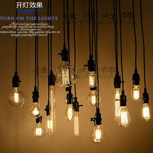 爱迪生灯泡复古钨丝电灯泡E27螺口装饰光源个性创意透明钨丝灯泡