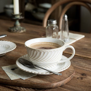 巷子尾【vintage咖啡杯+碟一套】复古陶瓷杯美式拿铁咖啡杯碟套装
