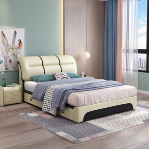 单人床1.2米 家用一米二单人床1.35米真皮现代简约儿童床小户型