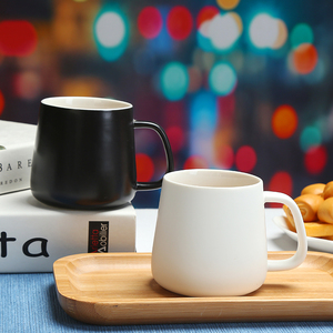 简约陶瓷杯子家用水杯马克杯带盖勺情侣咖啡杯牛奶早餐杯定制logo