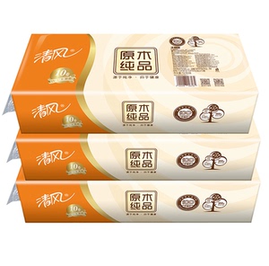 3119人付款淘宝清风原木纯品无芯卷纸3层750克10卷/提卫生纸厕纸巾