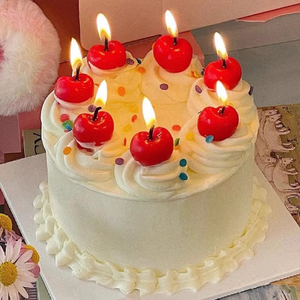 韩式ins风蛋糕装饰摆件创意立体水果樱桃车厘子造型蜡烛生日插件
