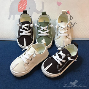 儿童帆布鞋女童韩版休闲鞋男童一脚蹬板鞋宝宝幼儿园室内复古布鞋