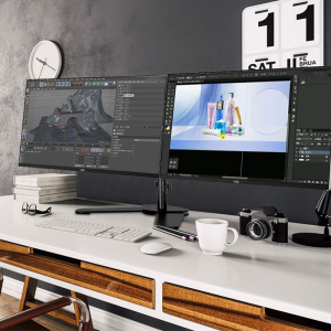 hkc 24英寸实时监控显示器大小双屏拼接分屏1080p高清炒股台式电脑