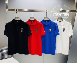 fendi芬迪22夏新款休闲polo衫男老佛爷烫钻字母印花时尚翻领短袖