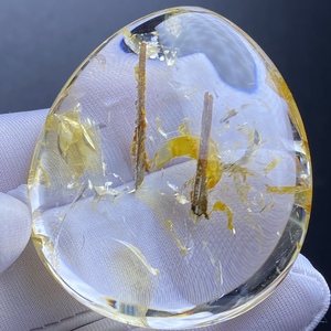 天然水晶黄胶花吊坠 胶花包裹碧玺发挂坠男女款项坠楼一物一图