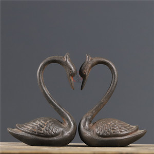 古董古玩老铁器天鹅仿古铸铁一对小天鹅中式复古家居热品收藏摆件