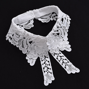 轻奢蝴蝶结蕾丝花边假领子女士百搭黑白领圈装饰单衬衫衣领辅料秋