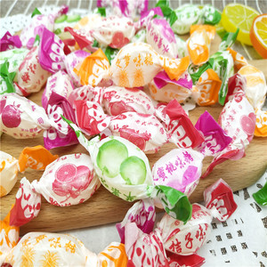 超越老式水果糖硬糖水果味混合桔子菠萝苹果水蜜桃草莓味散装500g