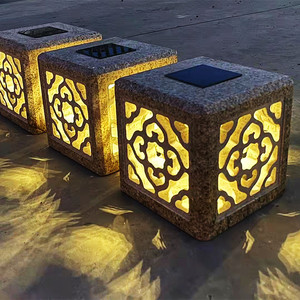 00果冻六月淘宝石雕石灯笼庭院户外中式灯家居门柱石头灯笼节能灯