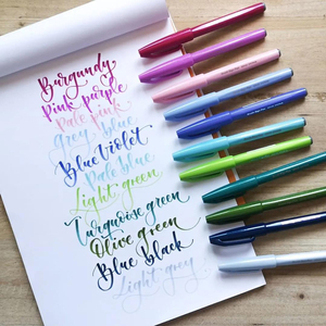 日本pentel派通touch秀丽笔组合装brush彩色软头笔柔绘笔ses15c手帐笔