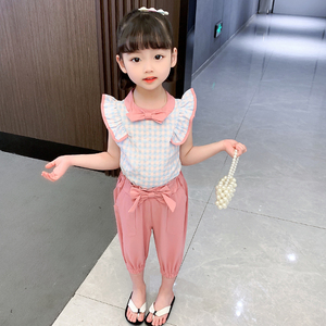 女童装套装夏季时髦2022新款韩版五岁小女孩夏天女宝宝时尚两件套