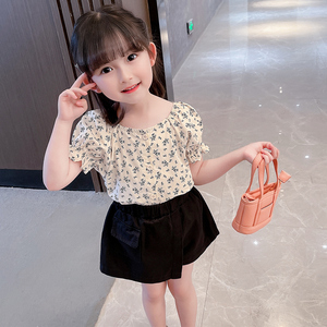 女童网红炸街夏装套装女宝宝夏季新款碎花三岁女孩衣服洋气两件套