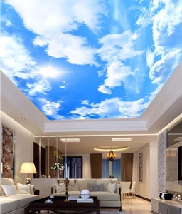 天花板蓝天白云壁画天空吊顶壁纸3d立体客厅卧室屋顶贴纸房顶墙纸