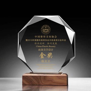 水晶奖杯纹绣奖牌纹绣师奖杯美容整形资格荣誉证书定制定做半永久