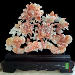 岫玉牡丹摆件