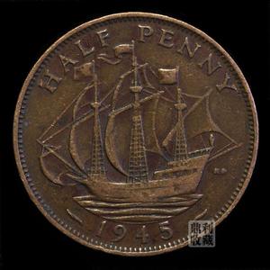 满30包邮 英国半便士0.5铜币乔冶六世帆船25.5mm欧洲外国硬币外币